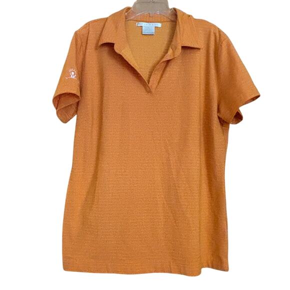 Women's Nike Golf Short Sleeve Polo Shirt, Orange & Blue, Size XL, EUC - Picture 1 of 4